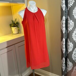 Coral crepe chiffon dress-lined